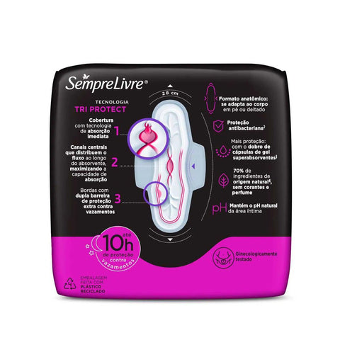 Absorvente Sempre Livre Adapt Plus Noite e Dia  Com Abas - Cobertura Suave - 8 Unidades