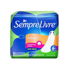 Absorvente Sempre Livre Adapt  Sem Abas - Cobertura Suave - 8 Unidades