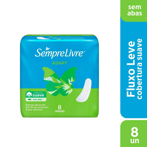 Absorvente Sempre Livre Adapt  Sem Abas - Cobertura Suave - 8 Unidades