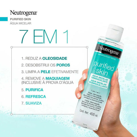Água Micelar Neutrogena Demaquilante - Linha Purified Skin - 400 mL