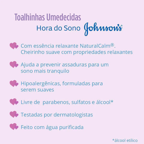 Lenço Umedecido Johnson's Baby Hora do Sono 96 Unidades