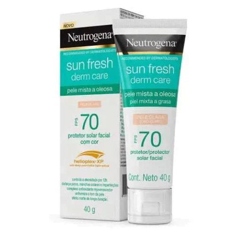 Protetor Solar Facial Neutrogena Sun Fresh Derm Care Pele Clara - Mista a Oleosa - FPS 70 - 40 g