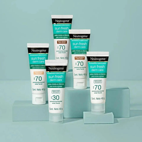 Protetor Solar Facial Neutrogena Sun Fresh Derm Care Pele Negra - Mista a Oleosa - FPS 70 - 40 g