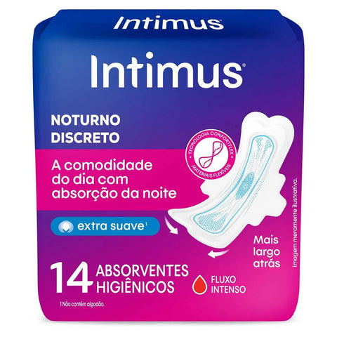 Absorvente Intimus Dia e Noite Ultrafino Com Abas - Cobertura Suave - 14 Unidades