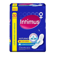 Absorvente Intimus Gel Noturno Com Abas - Cobertura Suave - 30 Unidades