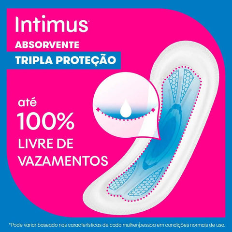 Absorvente Intimus Gel Tripla Proteção Sem Abas - Cobertura Suave - 8 Unidades