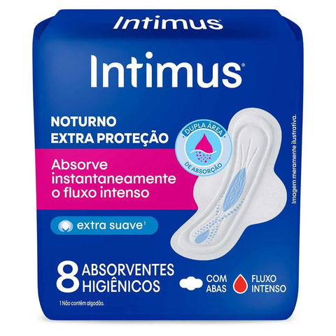 Absorvente Intimus Noturno Com Abas - Cobertura Seca - 8 Unidades