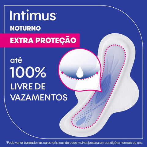 Absorvente Intimus Noturno Com Abas - Cobertura Seca - 8 Unidades