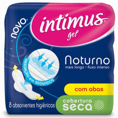 Absorvente Intimus Noturno Com Abas - Cobertura Suave - 8 Unidades