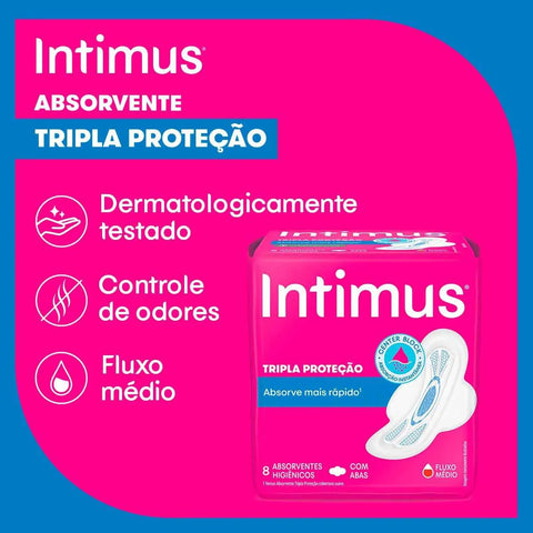 Absorvente Intimus Tripla Proteção Com Abas - Cobertura Suave - 32 Unidades