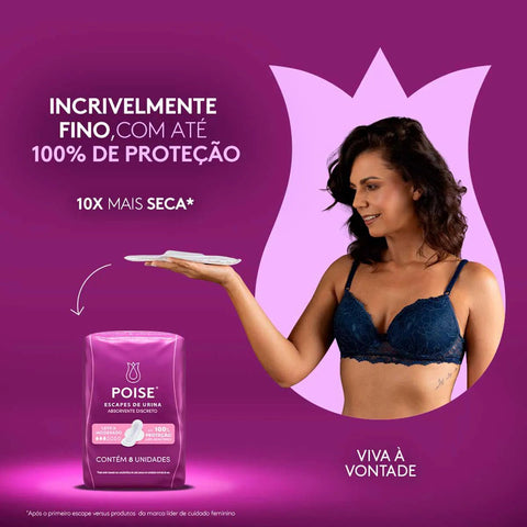 Absorvente Para Escape Poise Discreto Discreto - Cobertura 8 Unidades