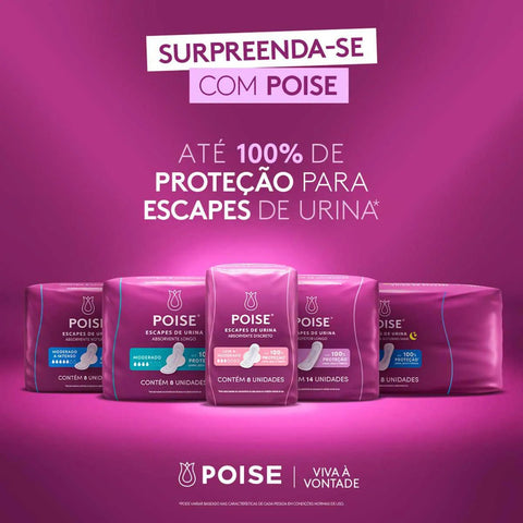 Absorvente Para Escape Poise Discreto Discreto - Cobertura 8 Unidades