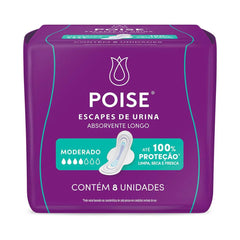 Absorvente Para Escape Poise Discreto  Longo - Cobertura  8 Unidades