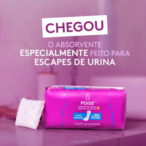 Absorvente Para Escape Poise Discreto Maxi - Cobertura 8 Unidades