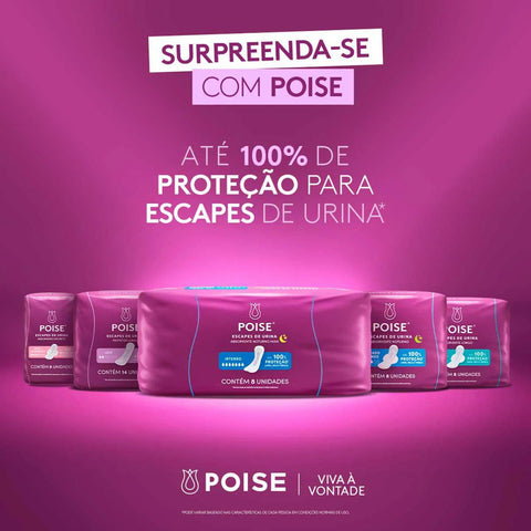 Absorvente Para Escape Poise Discreto Maxi - Cobertura 8 Unidades