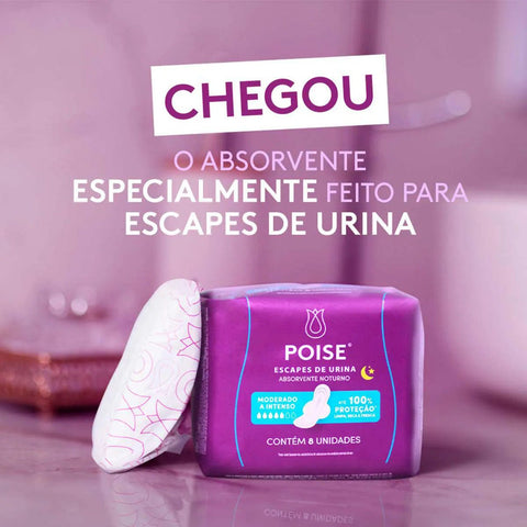 Absorvente Para Escape Poise Discreto Noturno - Cobertura 8 Unidades
