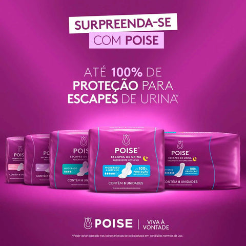 Absorvente Para Escape Poise Discreto Noturno - Cobertura 8 Unidades