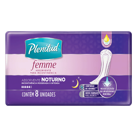 Absorvente Plenitud Femme  Noturno - 8 Unidades