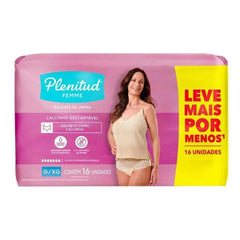 Calcinha Descartável Plenitud Mulher Active Tamanho G/XG - 16 Unidades