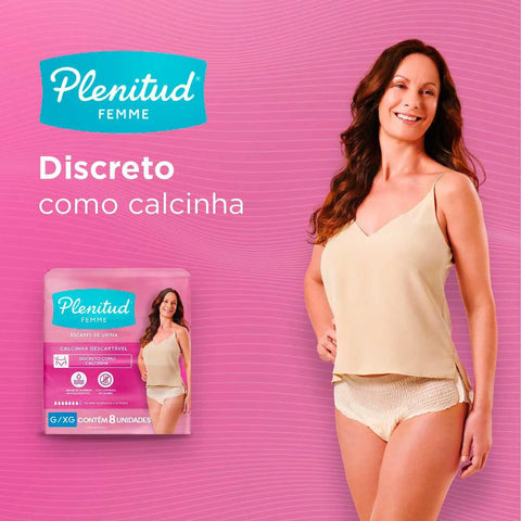 Calcinha Descartável Plenitud Mulher Active Tamanho G/XG - 16 Unidades