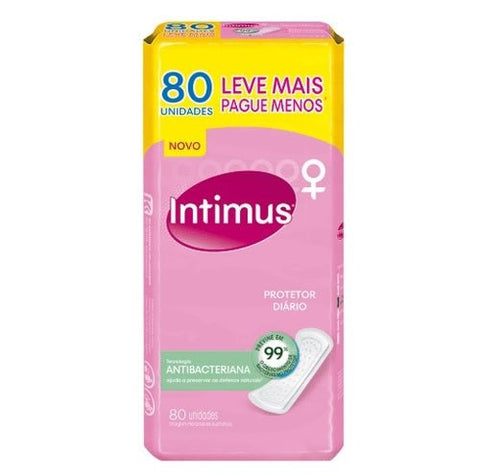 Protetor Diário Intimus Days Antibacteriano, Sem Abas Com 80 Unidades
