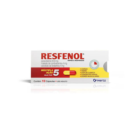 Resfenol 400mg + 4mg + 4mg - 10 Unidades - Cápsula