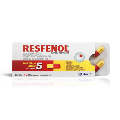 Resfenol 400mg + 4mg + 4mg - 10 Unidades - Cápsula