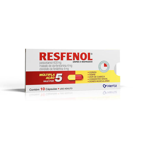 Resfenol 400mg + 4mg + 4mg - 10 Unidades - Cápsula