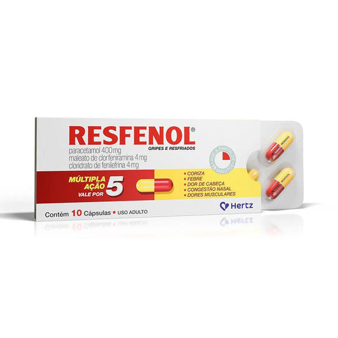 Resfenol 400mg + 4mg + 4mg - 10 Unidades - Cápsula