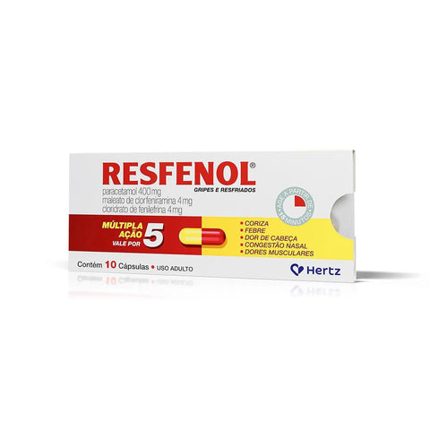 Resfenol 400mg + 4mg + 4mg - 10 Unidades - Cápsula