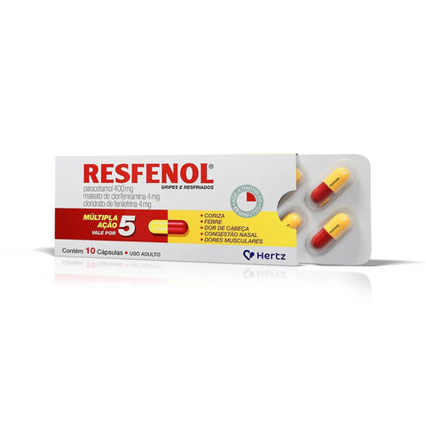 Resfenol 400mg + 4mg + 4mg - 10 Unidades - Cápsula