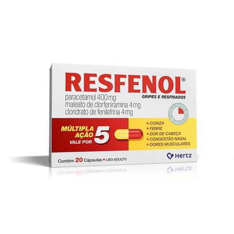 Resfenol 400mg + 4mg + 4mg - 20 Unidades - Cápsula