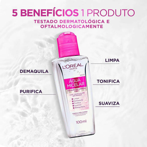 Água Micelar L'Oréal 5 em 1 - 100 mL