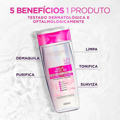 Água Micelar L'Oréal 5 em 1 - 400 mL