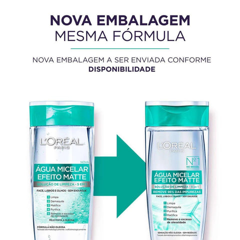 Água Micelar L'Oréal Efeito Mate - 200 mL