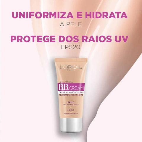 Base BB Cream L'Oréal Paris 5 Em 1 Dermo Expertise Cor Escura - FPS 20 - 30 mL