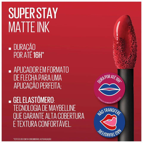Batom Líquido Longa Duração Maybelline Superstay Matte Ink 15 Lover 5ml