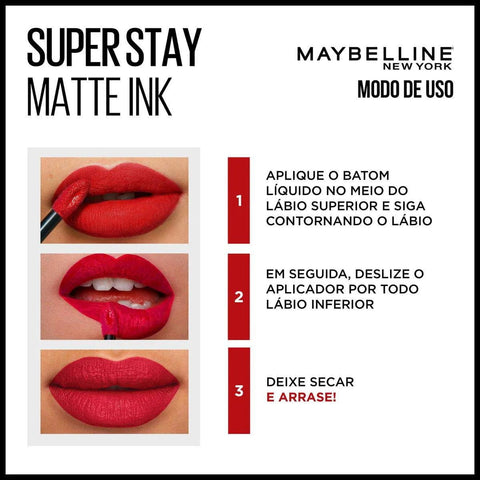 Batom Líquido Longa Duração Maybelline Superstay Matte Ink 15 Lover 5ml