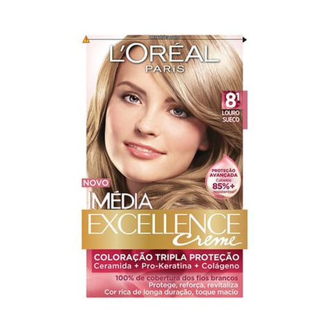 Tintura L'Oréal Imédia Excellence Creme Nº 8.1 Louro Sueco