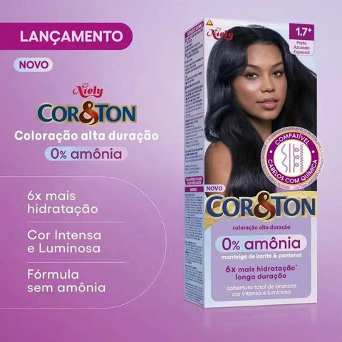 Coloração Niely Cor&Amp;Ton 0% Amônia 1.7 - Preto Azulado Especial
