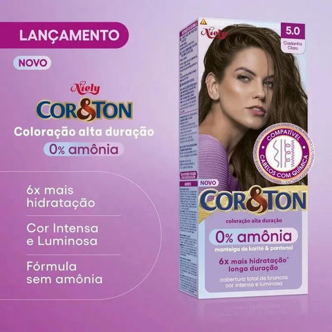 Coloração Niely Cor&Amp;Ton 0% Amônia 5.0 - Castanho Claro