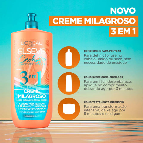 Creme Milagroso Elseve Cachos Longos Dos Sonhos 3 Em 1 - 500Ml