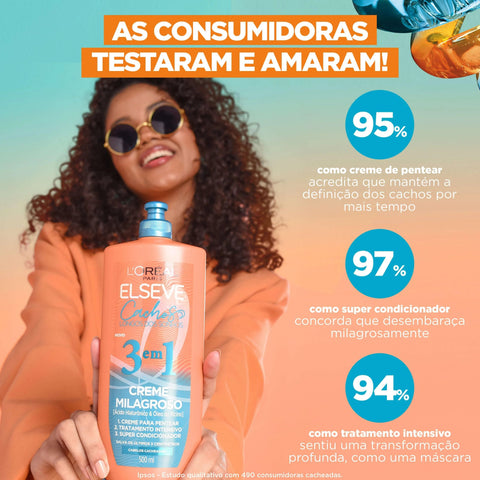 Creme Milagroso Elseve Cachos Longos Dos Sonhos 3 Em 1 - 500Ml