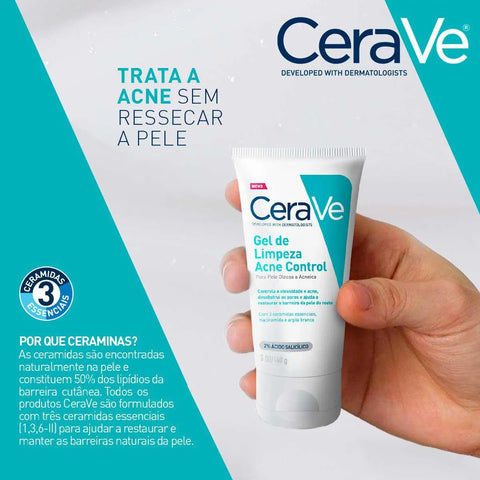 Gel de Limpeza Facial CeraVe Acne Control Pele Oleosa e Acnéica - 60 g