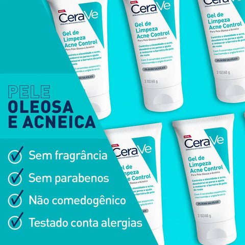 Gel de Limpeza Facial CeraVe Acne Control Pele Oleosa e Acnéica - 60 g