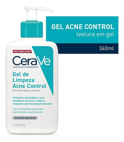 Gel de Limpeza Facial CeraVe Acne Control Sem Perfume - Pele Oleosa e Acnéica - 340 g