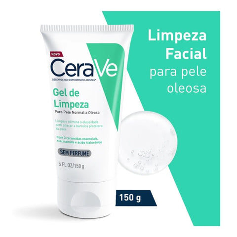 Gel de Limpeza Facial CeraVe Sem Perfume - Pele Normal a Oleosa - 150 g