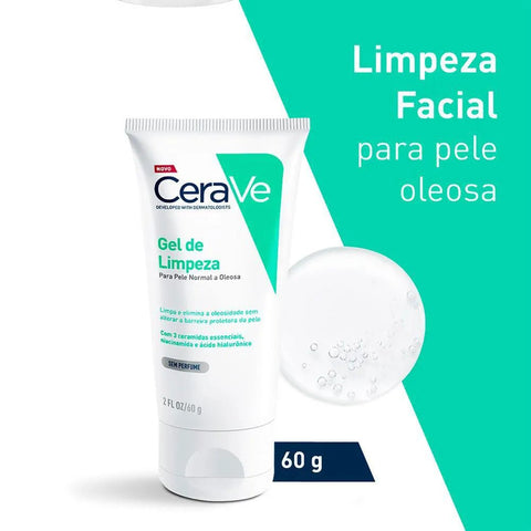 Gel de Limpeza Facial CeraVe Sem Perfume - Pele Normal a Oleosa - 60 g