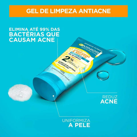 Gel de Limpeza Facial Garnier Uniform & Matte Antiacne 150g