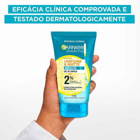 Gel de Limpeza Facial Garnier Uniform & Matte Antiacne 150g